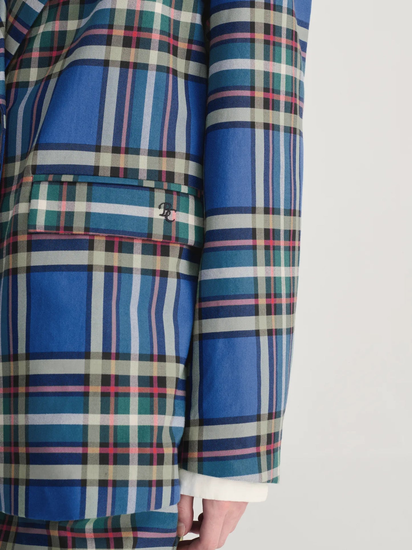 Blazer de cotó de franel·la Tartan