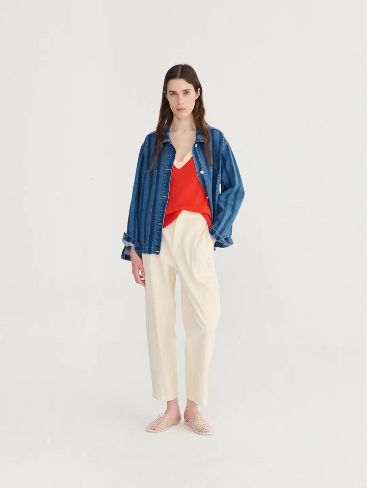 Veste en jean à rayures