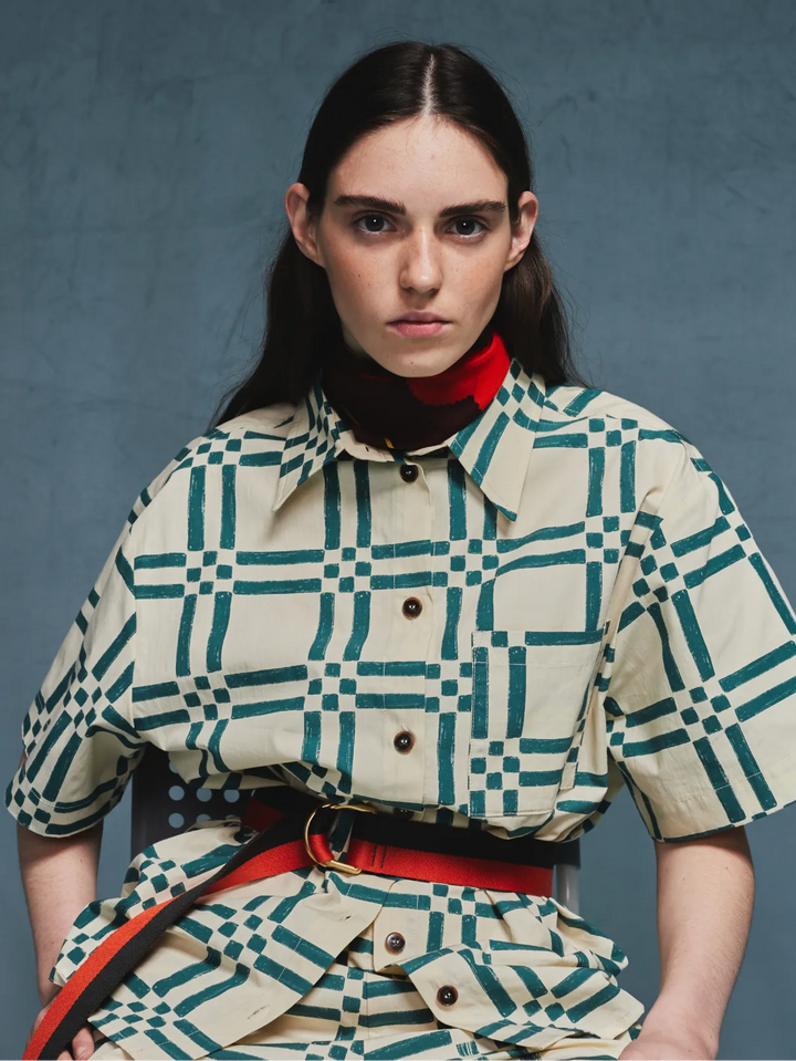 Squares all over poplin shirt