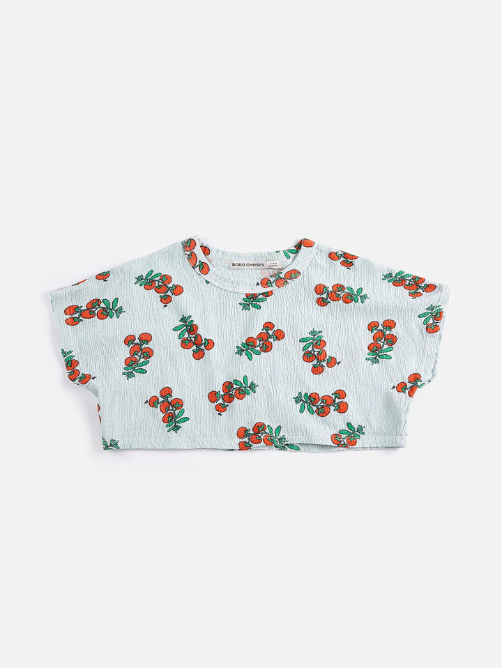 Camiseta cropped estampada Juicy Tomatoes