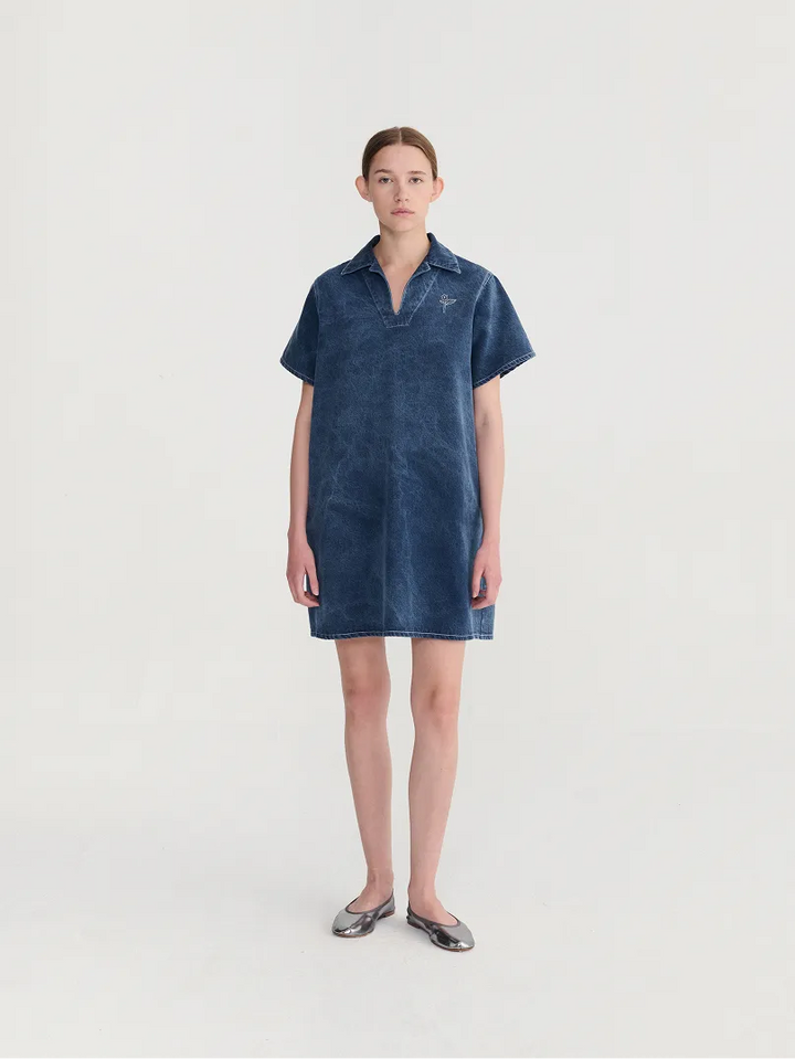 Vestido polo de sarga lavada