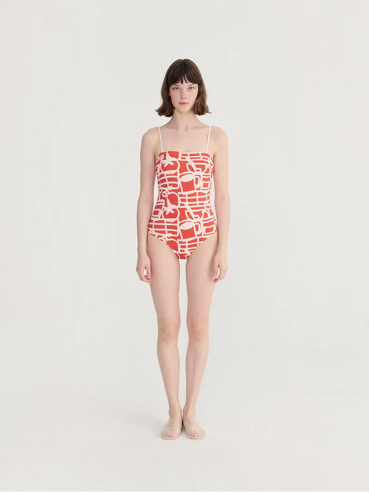 Cookery festival pattern recycled swimsuit