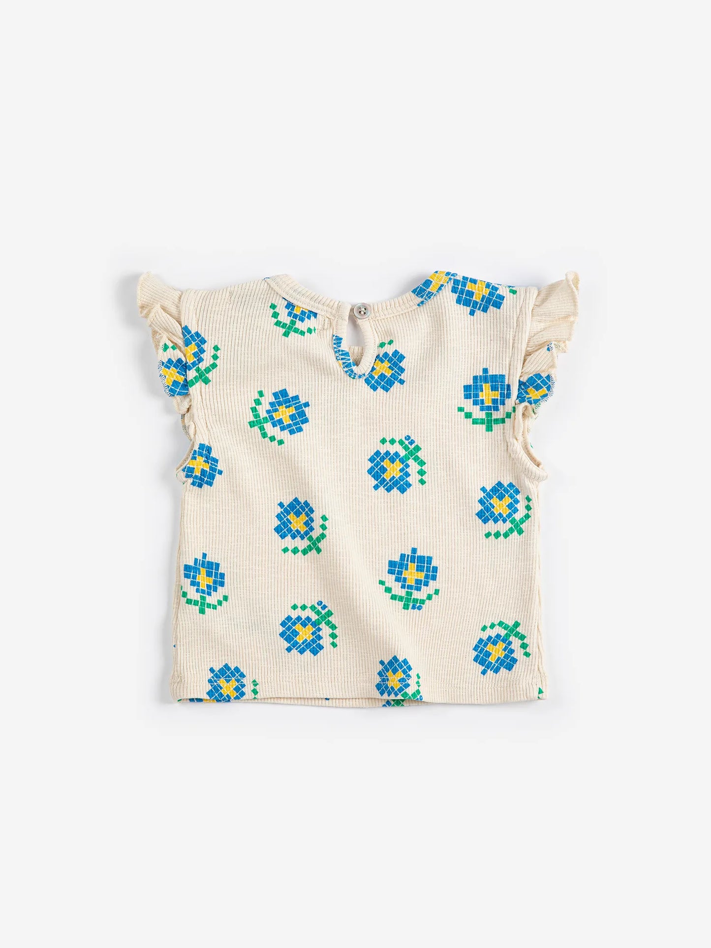 Pixel Flowers 전체 무늬 러플 탑