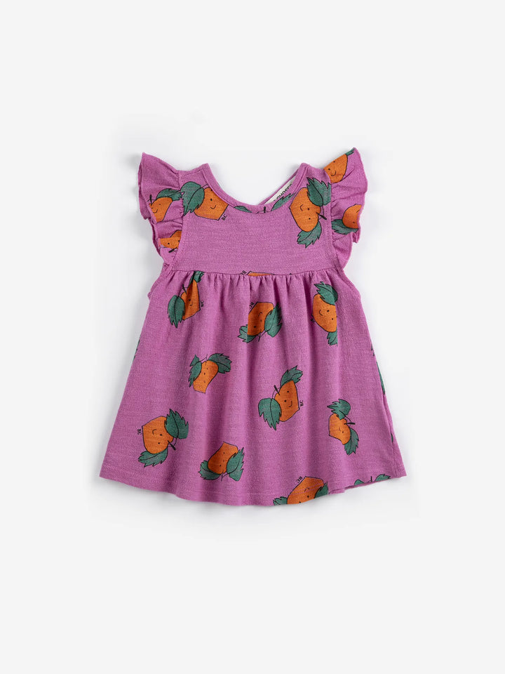 Tangerine all over ruffled dress