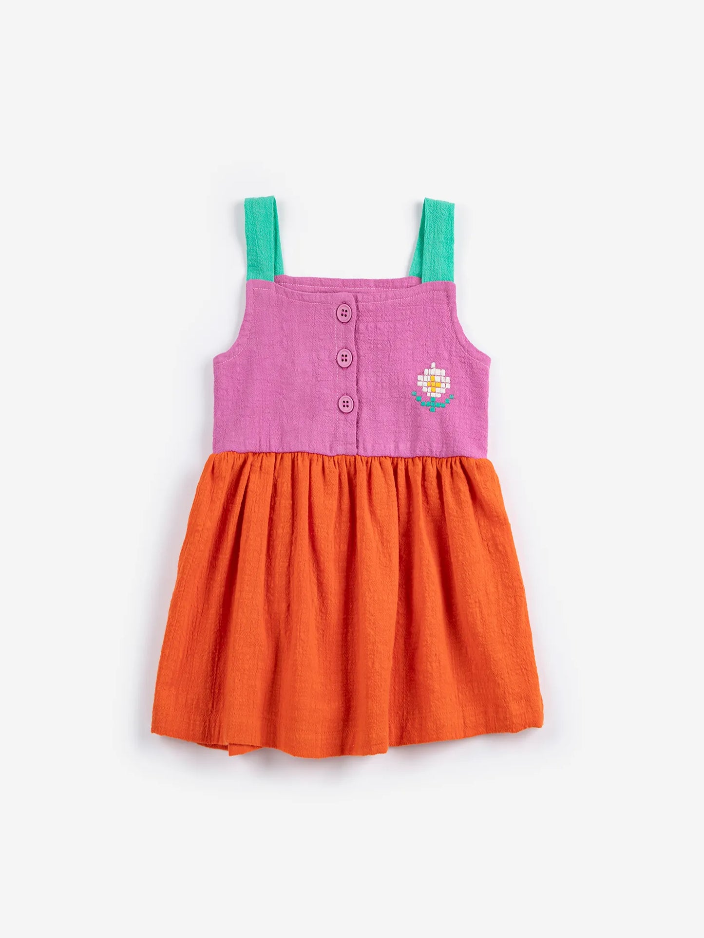 Pixel Daisy color block woven dress