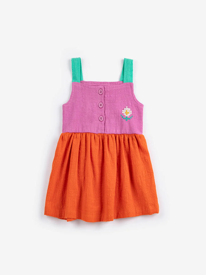 Pixel Daisy color block woven dress