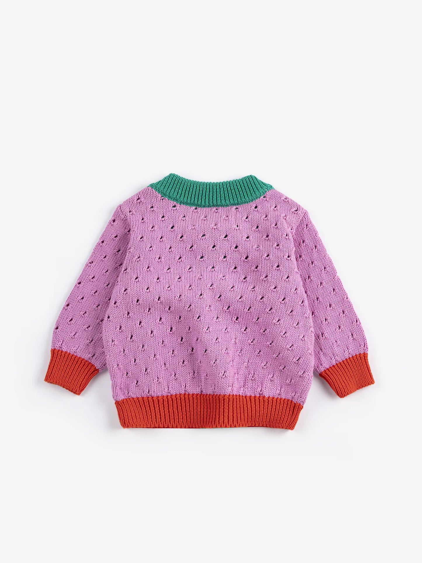 Color Block open work cardigan