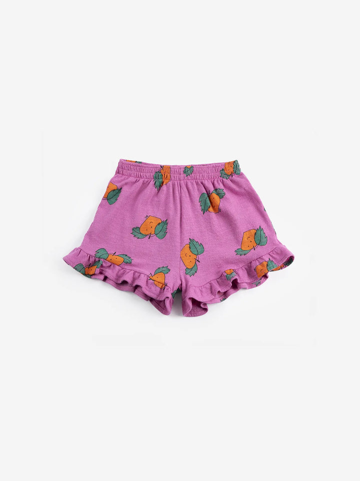 Tangerine all over ruffled shorts