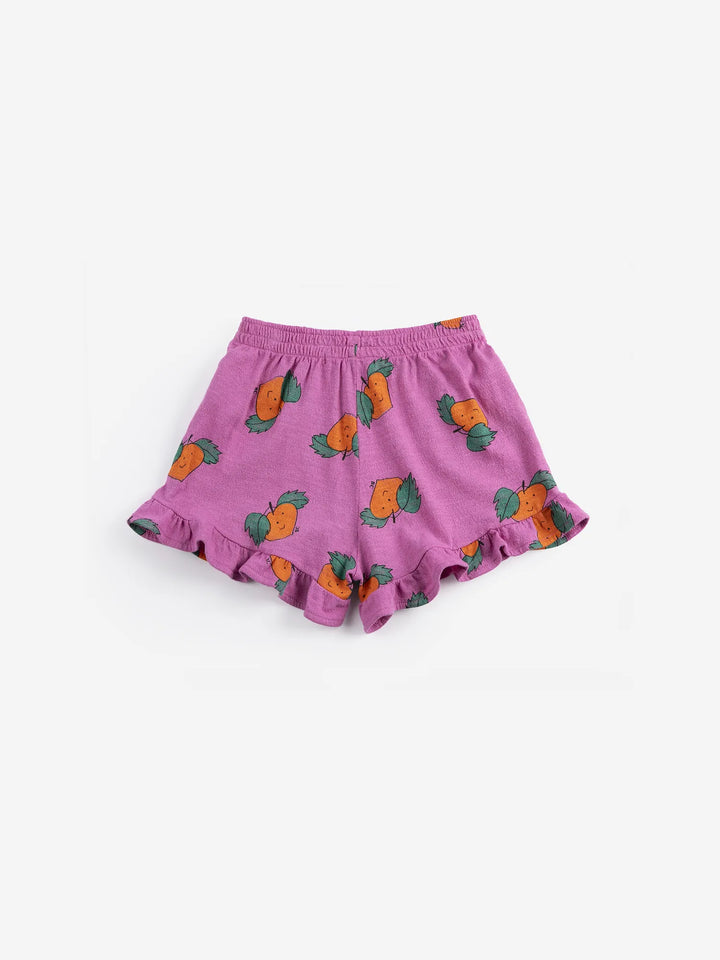 Tangerine all over ruffled shorts
