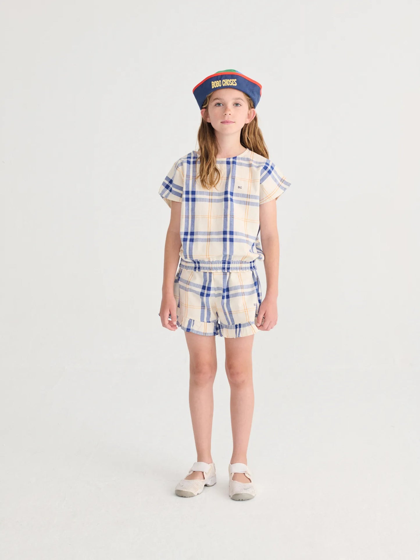 Fun Tartan ruffled woven shorts