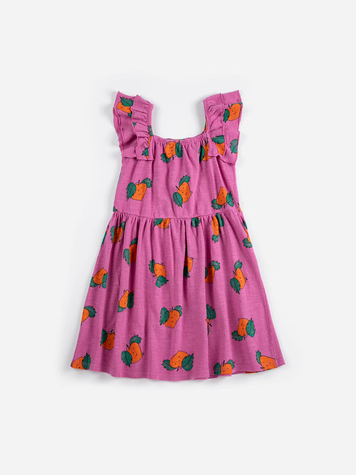 Tangerine all over ruffled dress