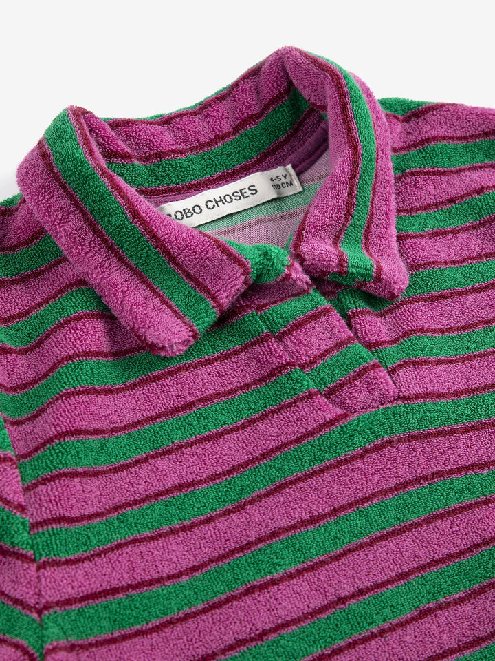 Striped terry cloth polo dress