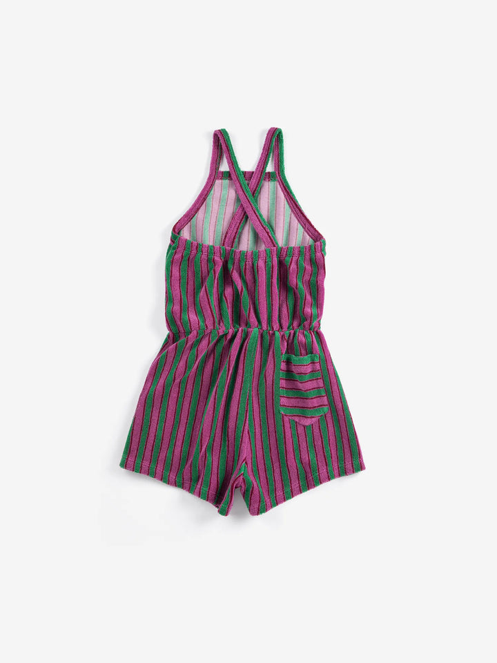 Striped terry cloth playsuit