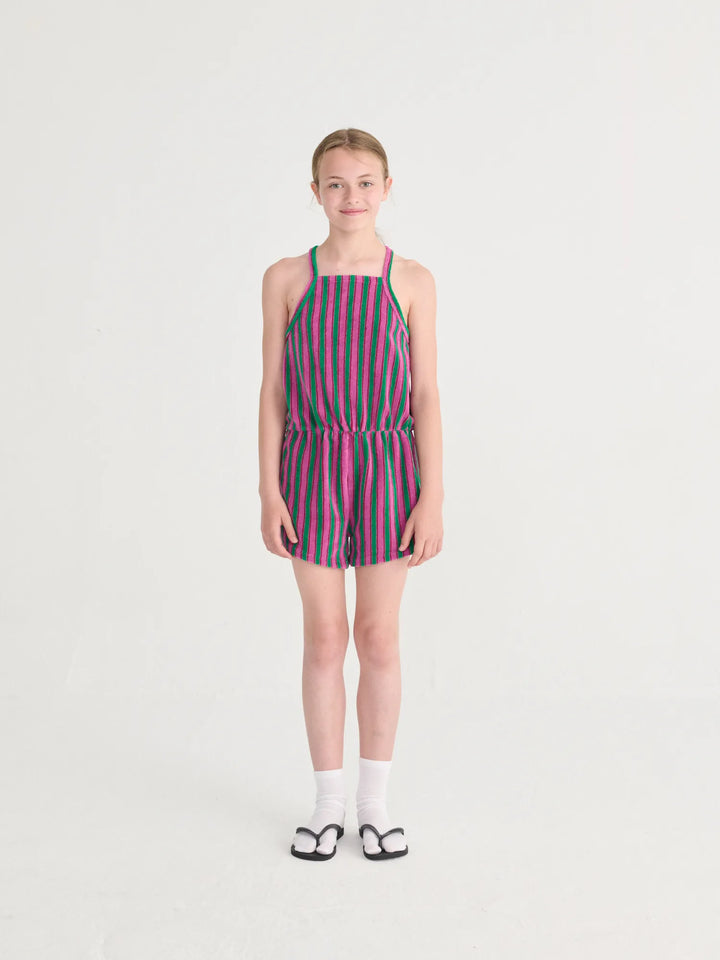 Striped terry cloth playsuit