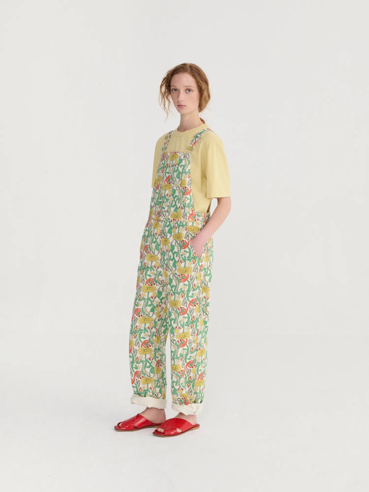 Color Herbalist pattern twill dungaree