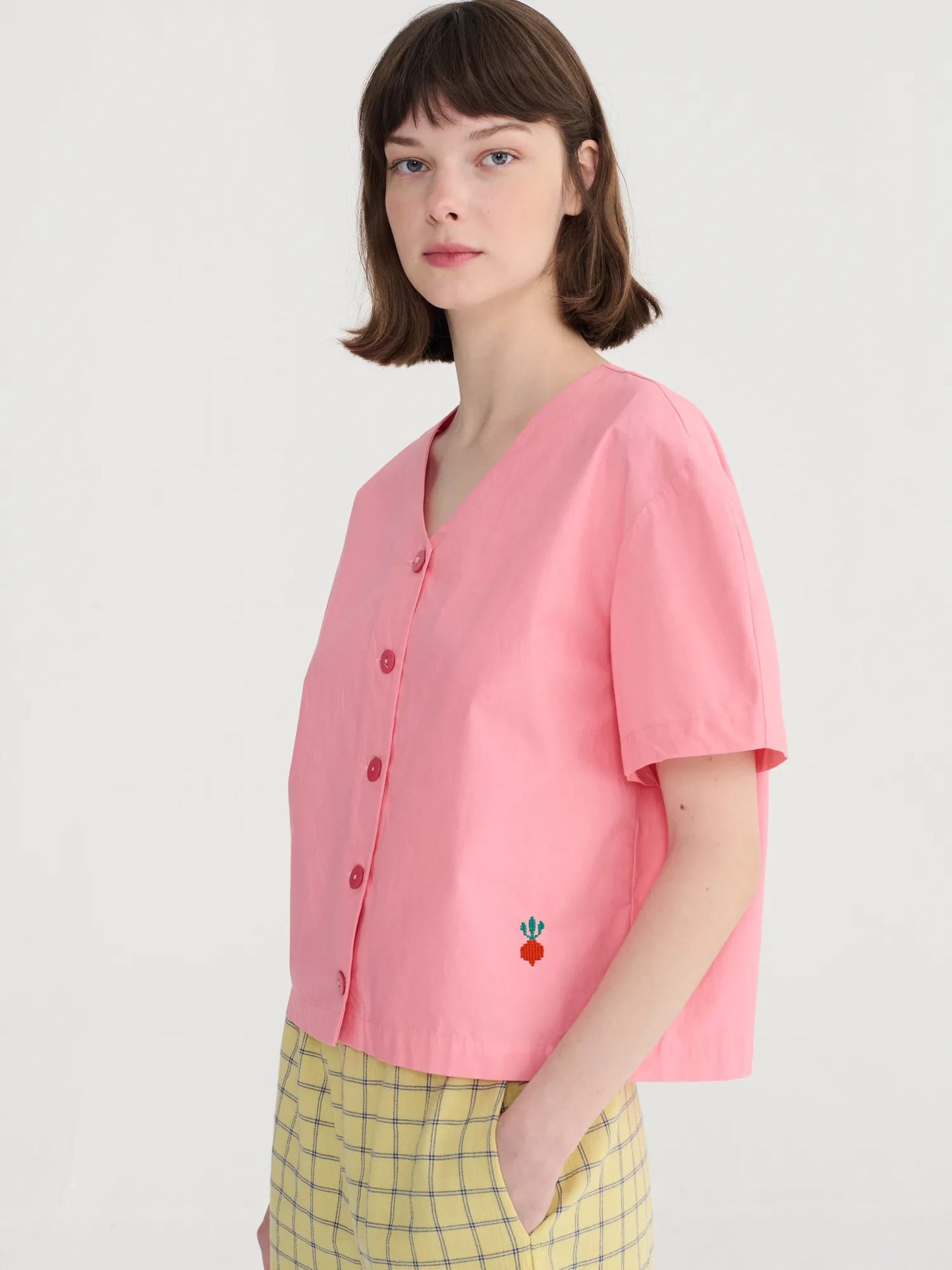 Paper touch cropped blouse
