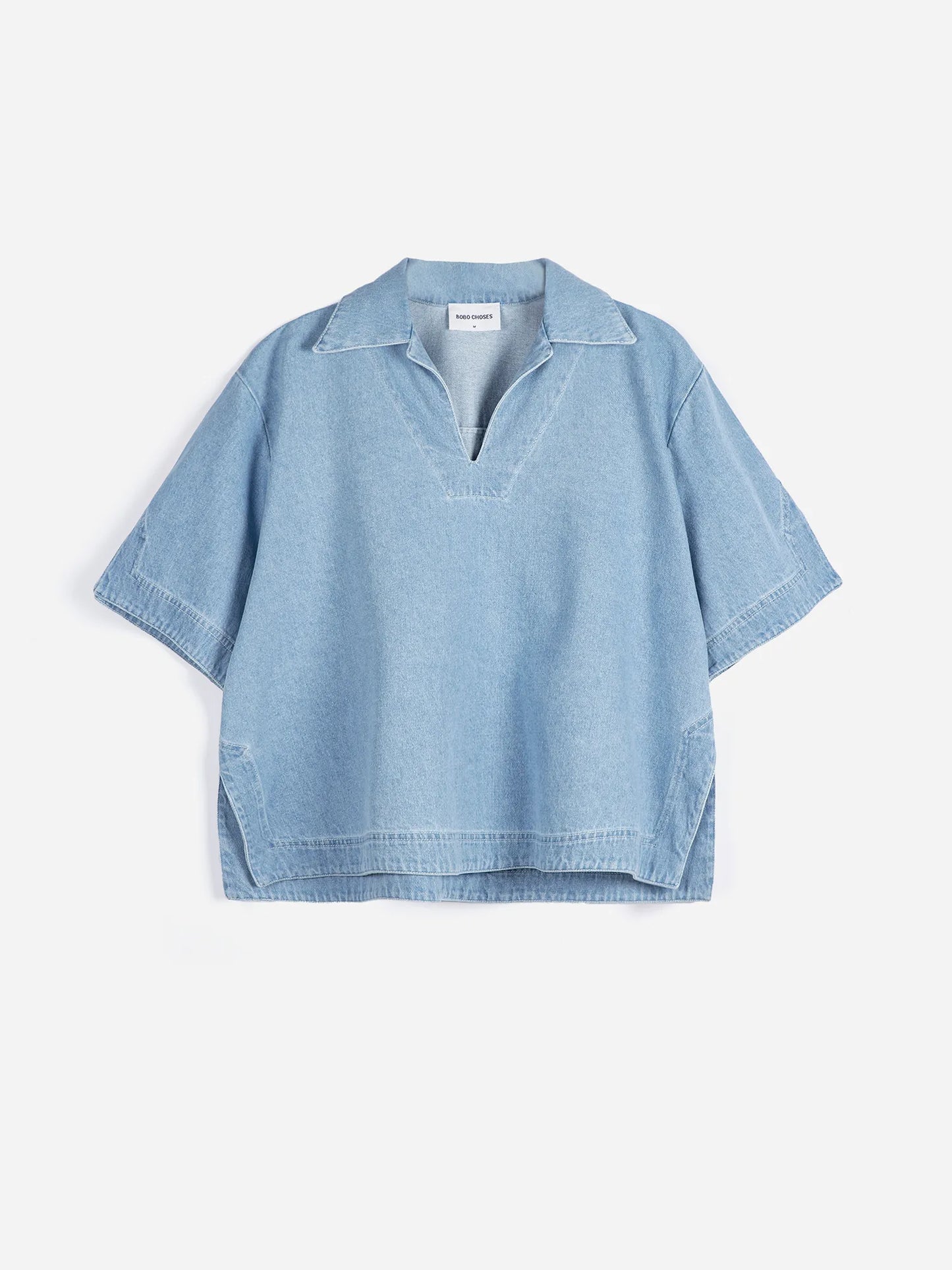 Relaxed denim polo shirt