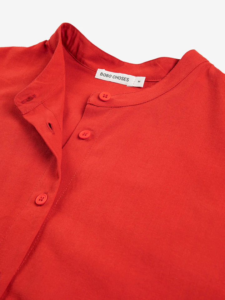 Contrast-trim puff sleeve shirt