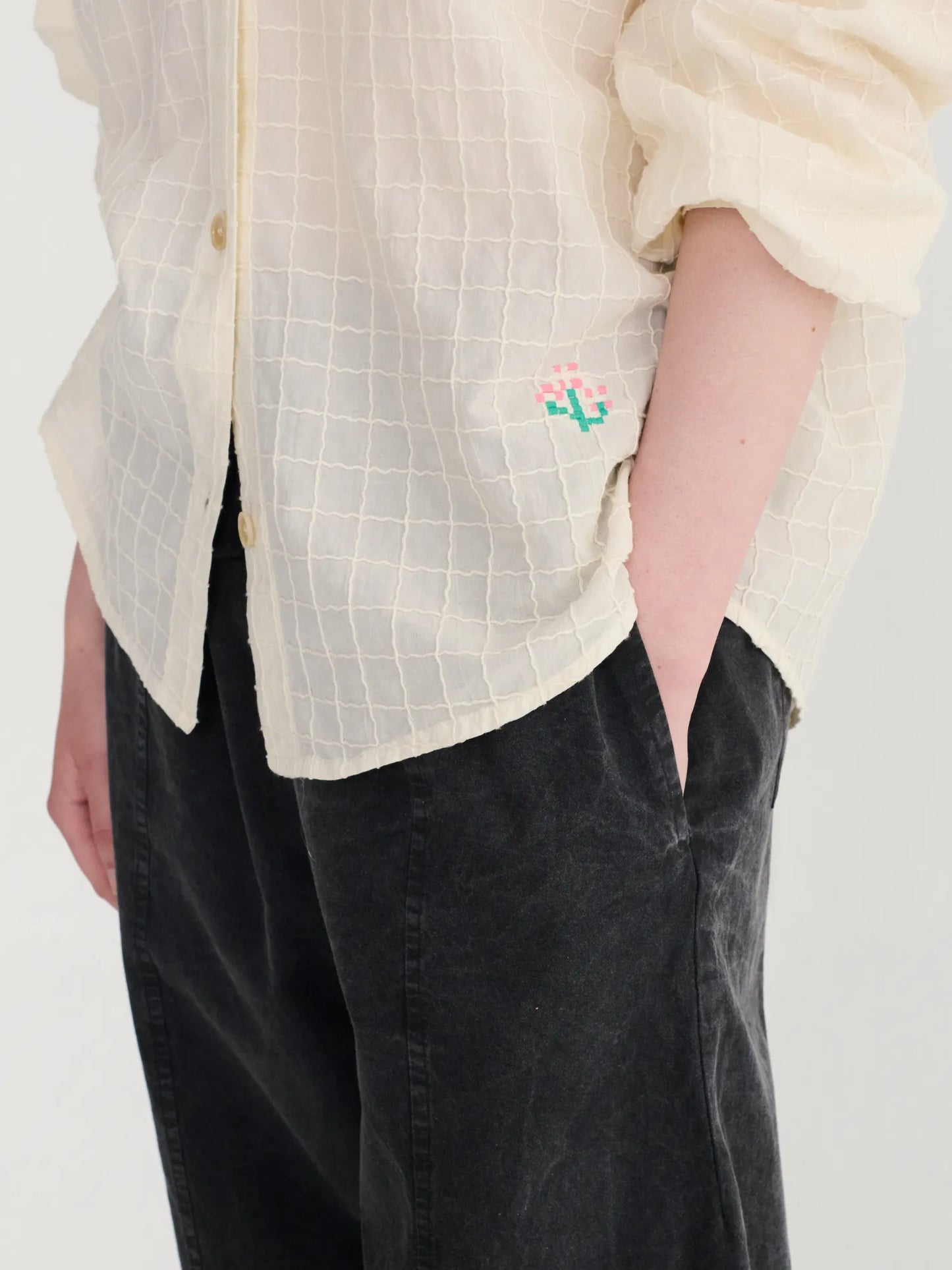 Organic cotton square collar blouse