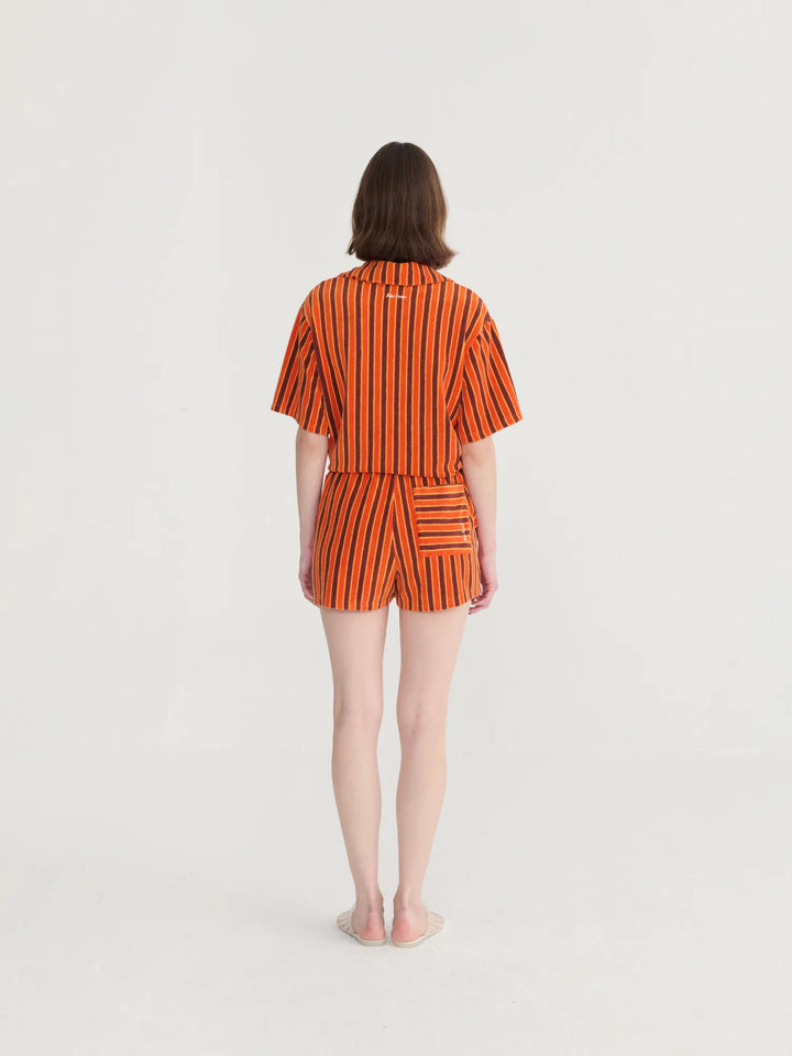 Striped terry shorts
