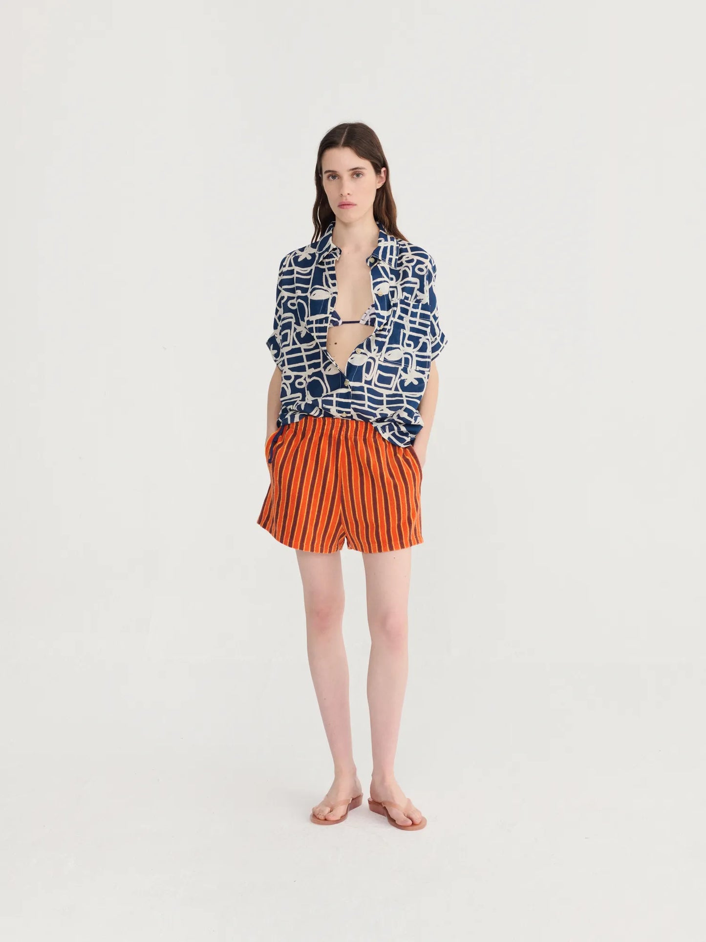 Striped terry shorts