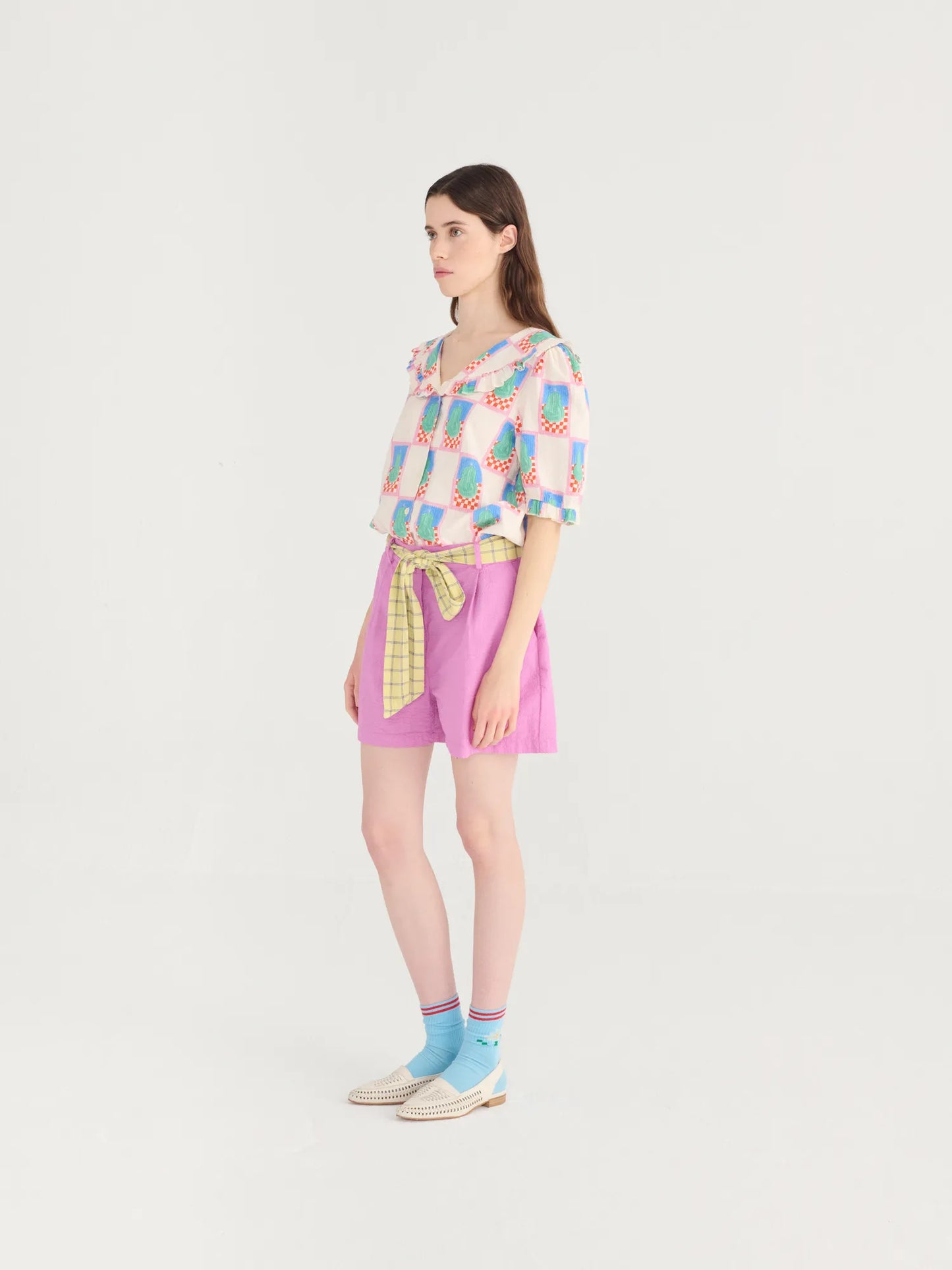 Pantalons curts prisats de seersuker