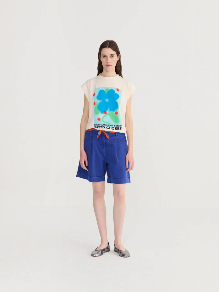 Pleated twill bermudas