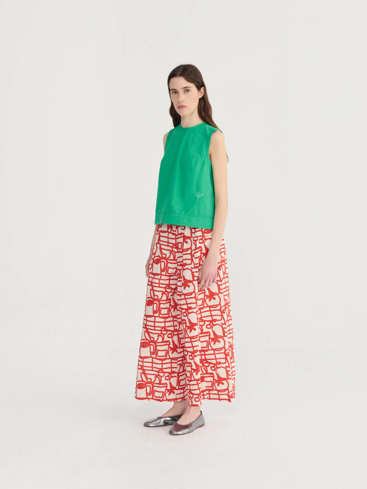 Cookery festival pattern cotton pants