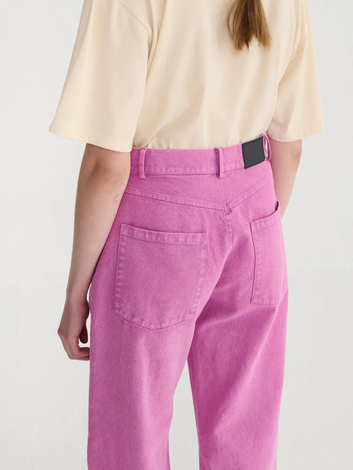 Washed twill boot cut pants