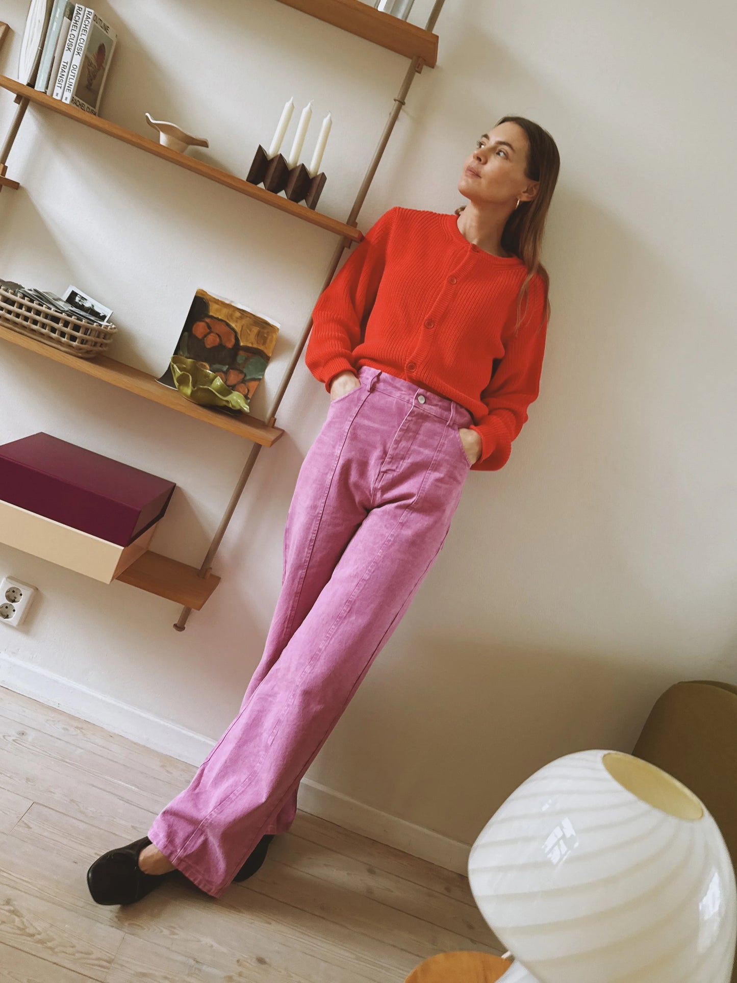 Verwaschene Bootcut-Hose aus Twill