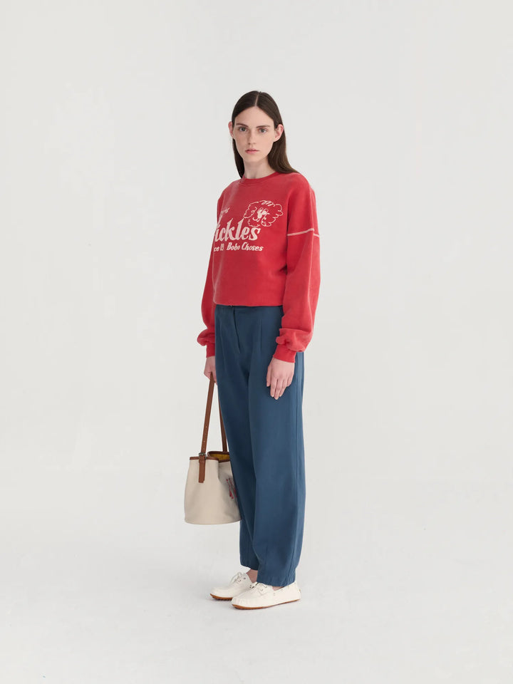 Pleated straight leg trousers