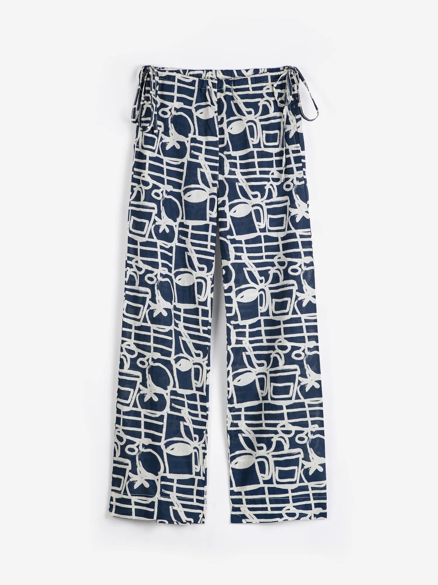 Cookery festival pattern wide-leg trousers