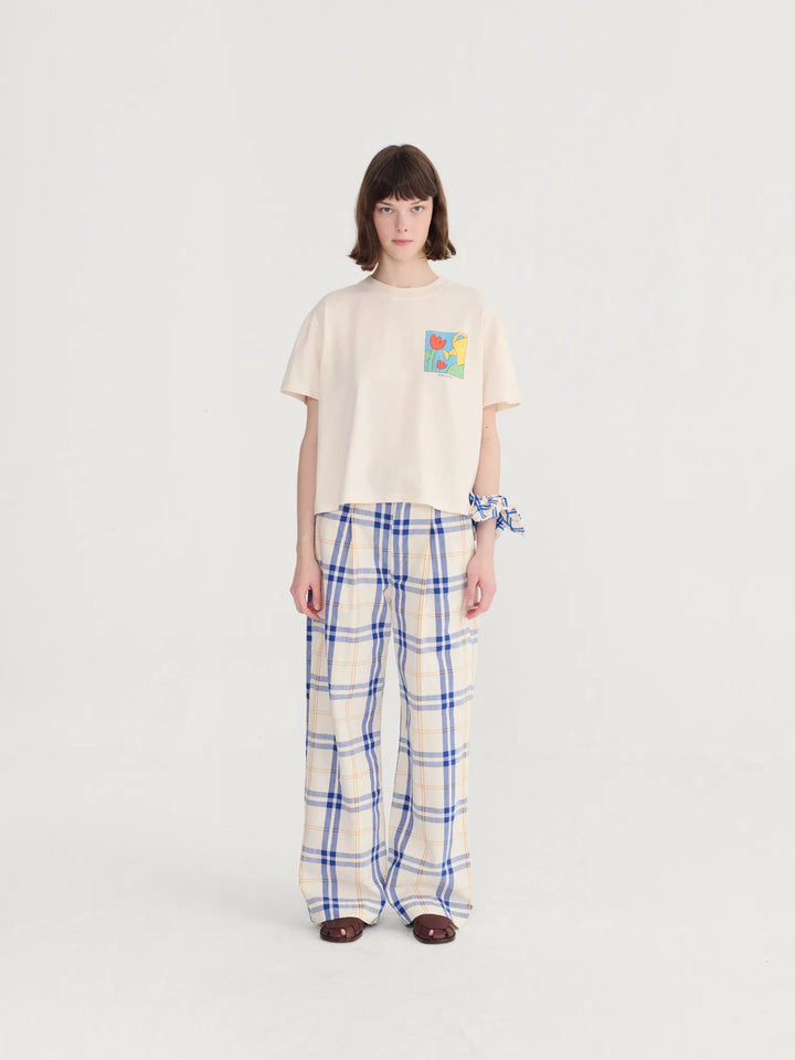 Fun Tartan twill wide leg pants