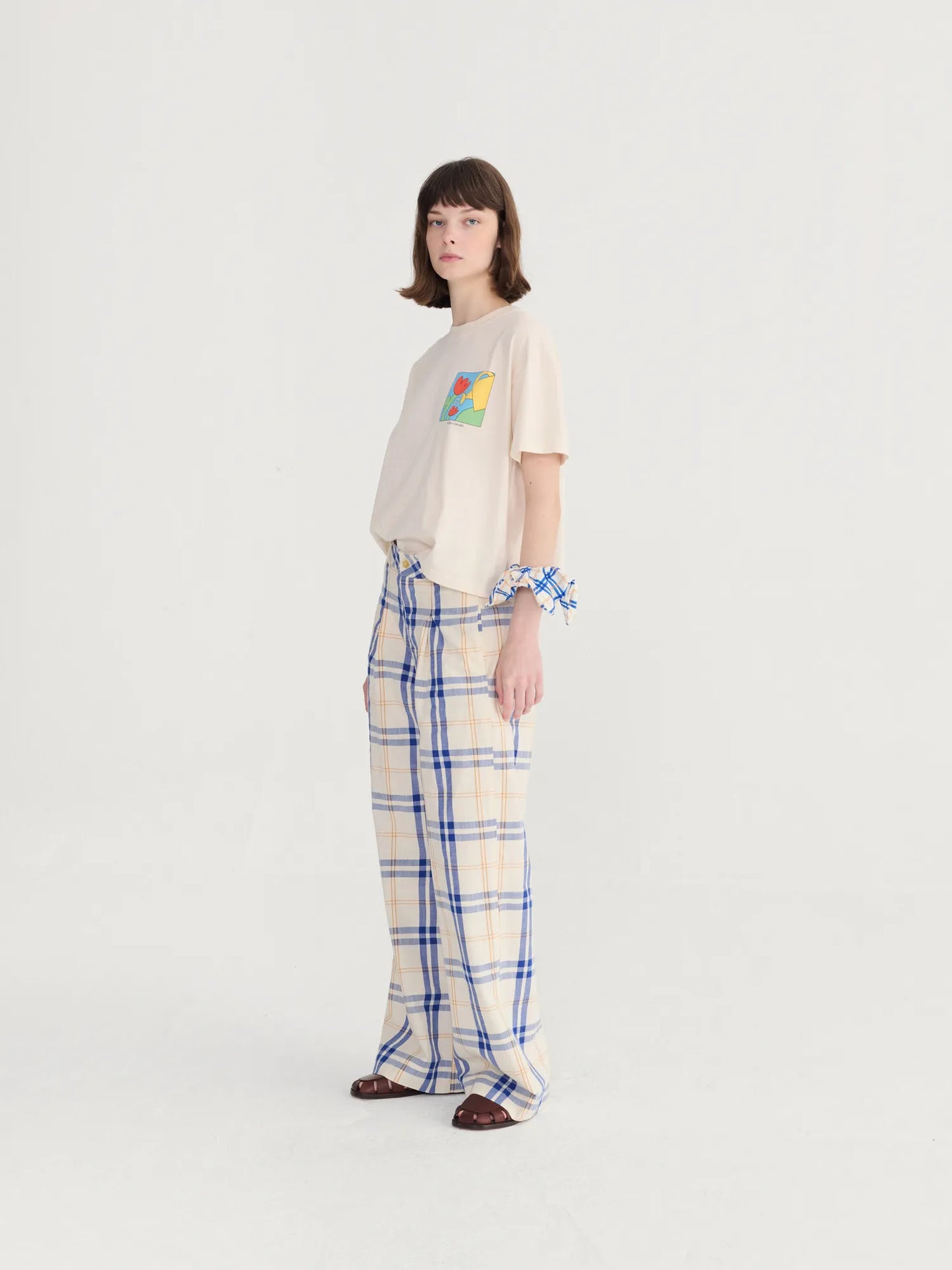 Pantalons ajust ample de sarja Fun Tartan