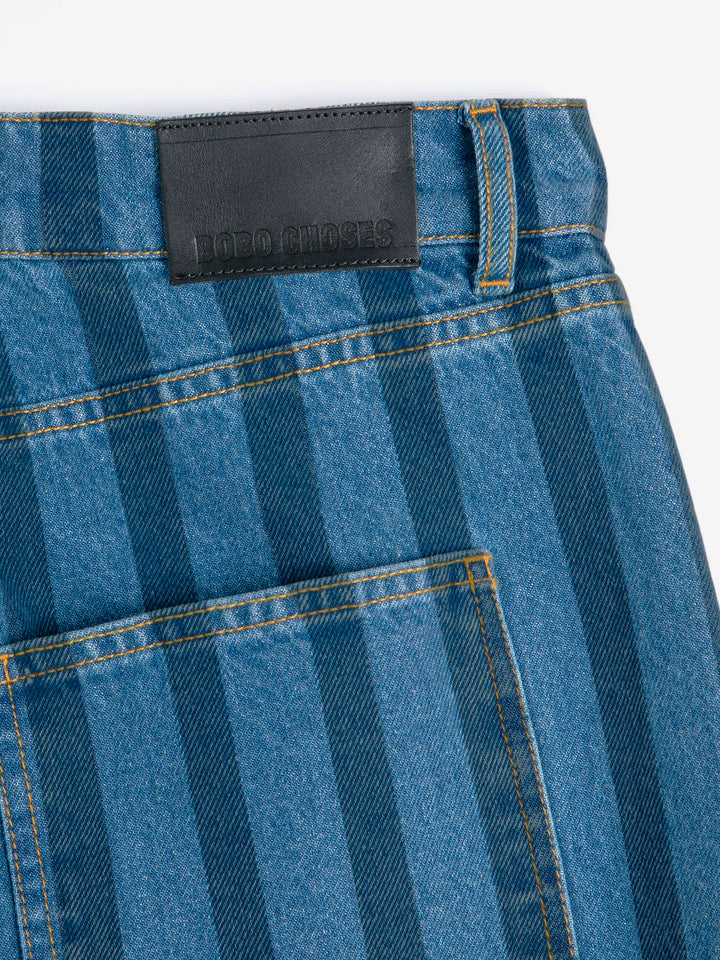 Striped wide-leg denim pants
