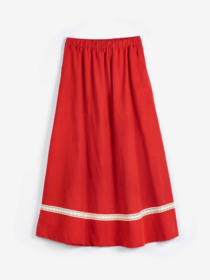 Contrast-trim evasé skirt