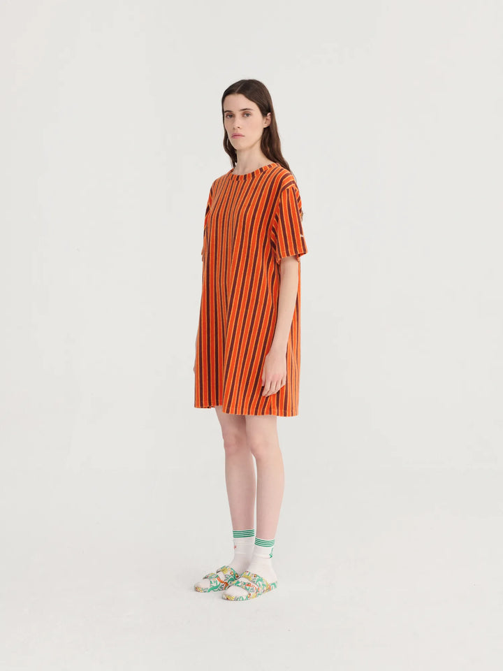 Striped terry short dress