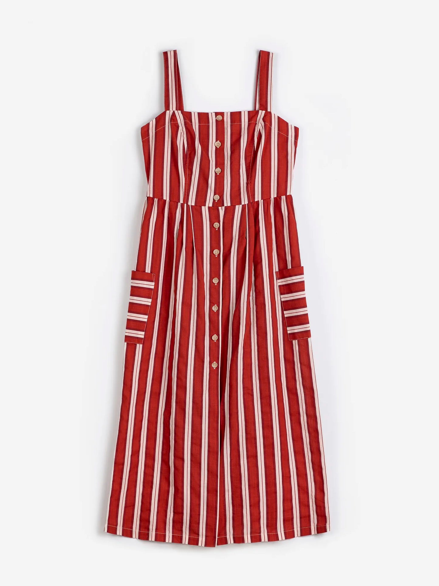 Robe à bretelles évasée à rayures