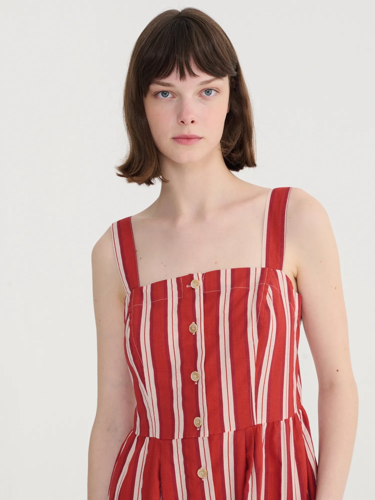 Robe à bretelles évasée à rayures