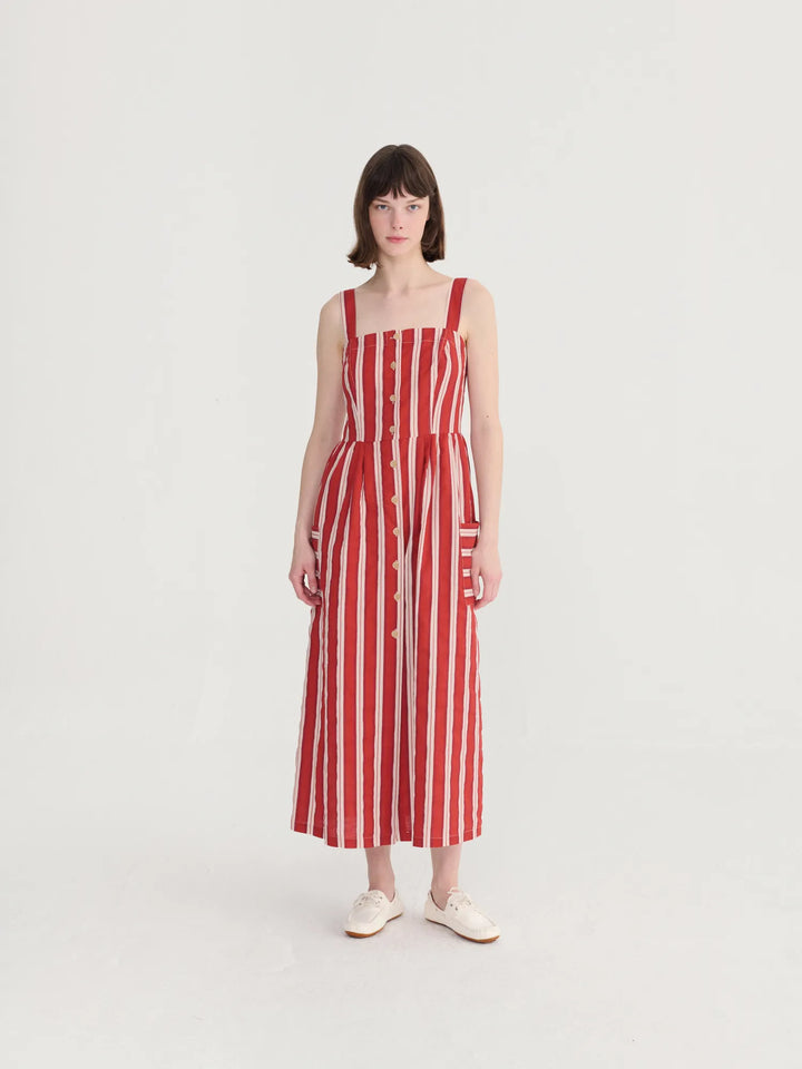 Gestreiftes ausgestelltes Trägerkleid