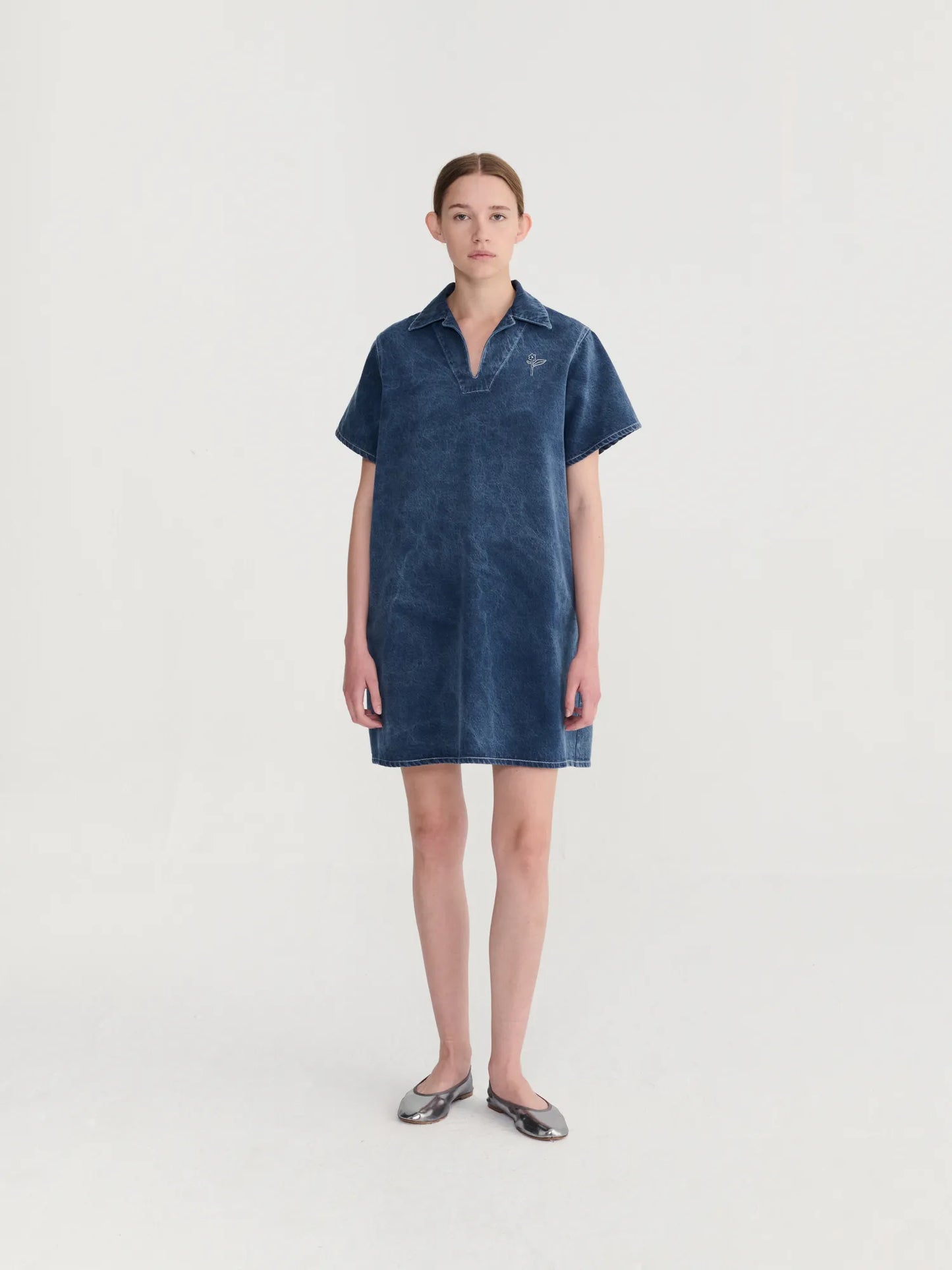 Robe polo en sergé délavé