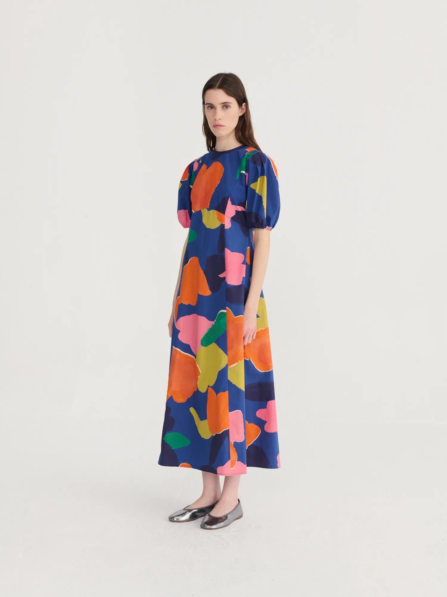 Vestit de màniga bollada estampat Blooming Color