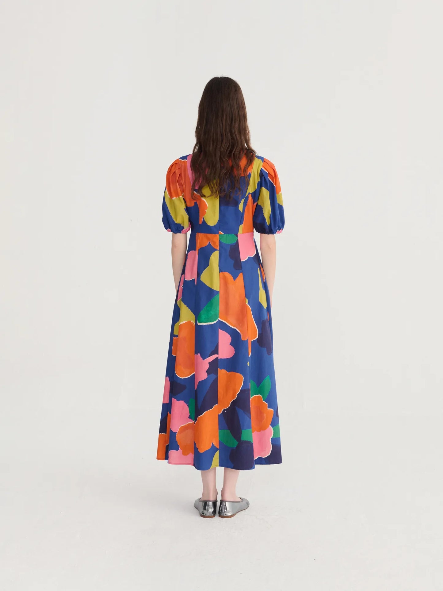 Vestit de màniga bollada estampat Blooming Color