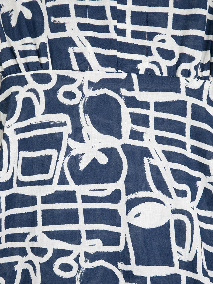 Cookery festival pattern v-neck dress