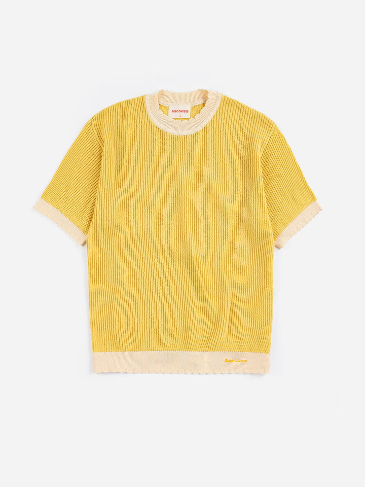 Openwork knitted cotton jumper