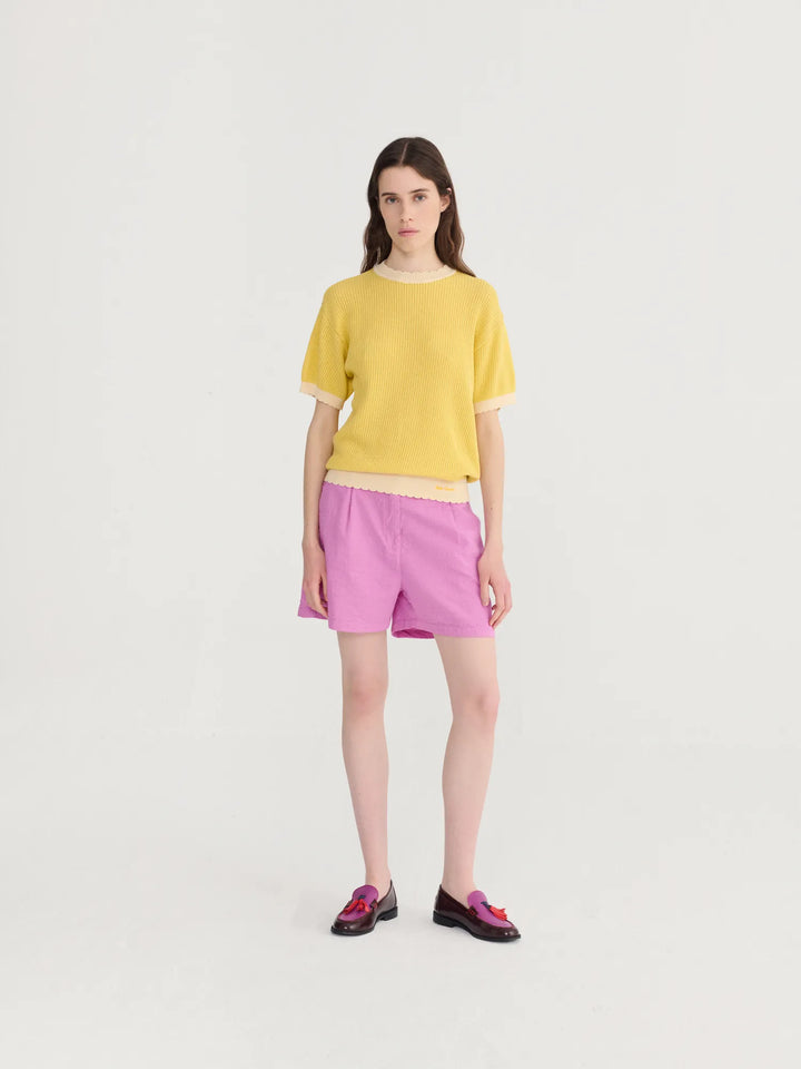 Openwork knitted cotton jumper