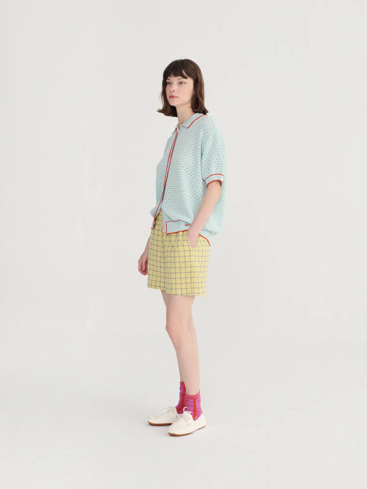 Openwork knitted cotton cardigan