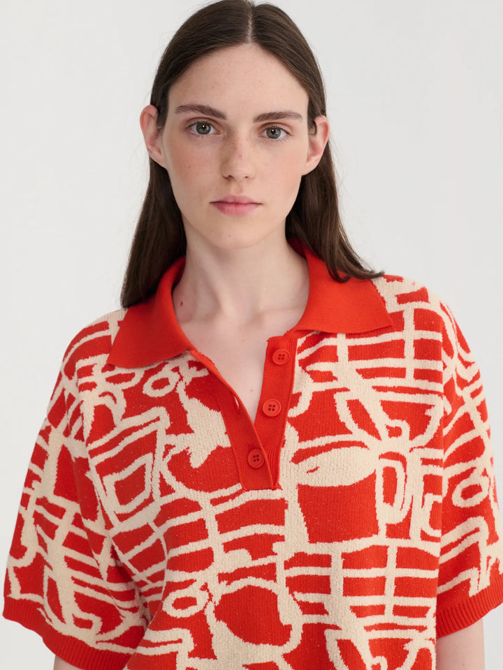 Cookery festival jacquard knitted polo
