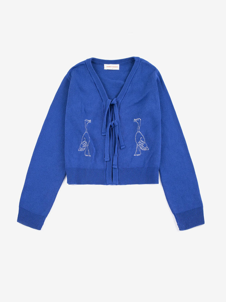 Summer trip bird cotton cropped cardigan