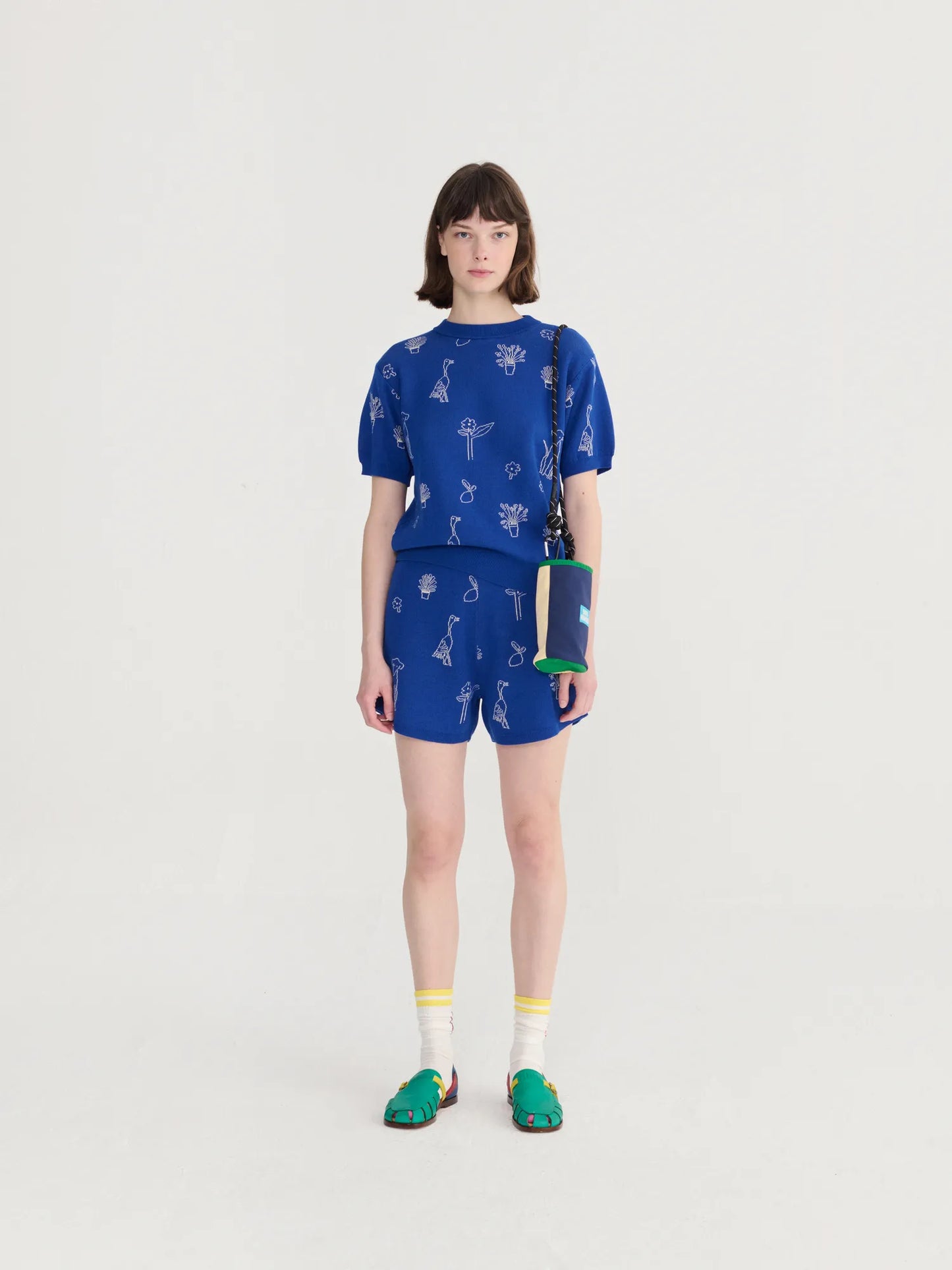 Summer trip jacquard knitted shorts